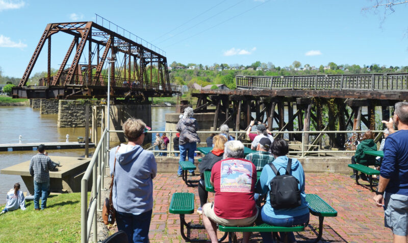 Harmar Bridge turned to allow Valley Gem to pass